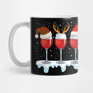 Wine glass wearing santa hat reindeer horn chirstmas  gift for wine lover Mug